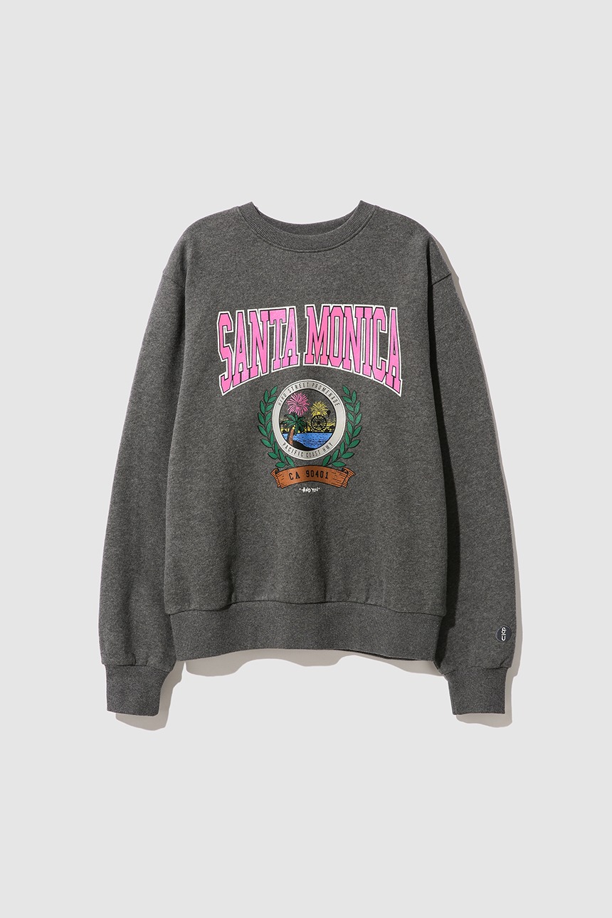 [1,2size 10/13 예약배송][FW 기모버전 추가][한지민, 윤아 착용]SANTA MONICA City artwork sweatshirt (Charcoal gray)